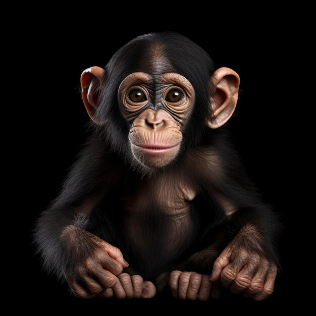 Foto ilustração de um jovem chimpanzé fotografia clara e hiperrealista