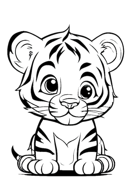 Ilustração de um livro de colorir do cute baby tiger