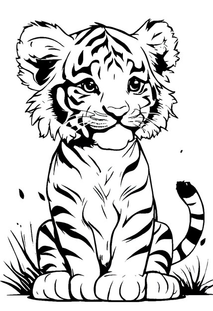 Ilustração de um livro de colorir do Cute Baby Tiger