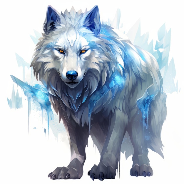 Ilustração de um lobo em um fundo branco Pintura digital