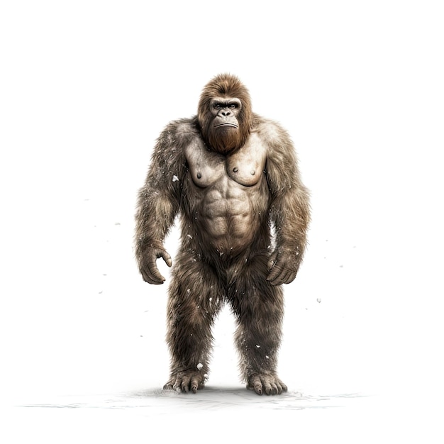 Ilustração de um macaco parado na frente de um fundo branco Generative AI