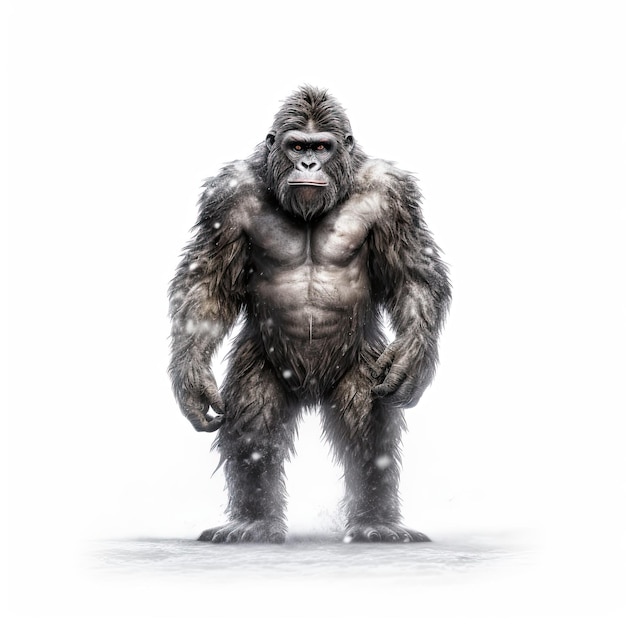 Ilustração de um macaco parado na frente de um fundo branco Generative AI