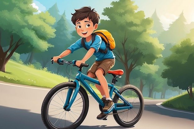 Foto ilustração de um menino andando de bicicleta
