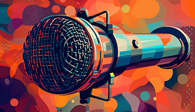 ilustração de um microfone de alta qualidade para o dia internacional do podcast Ilustração generativa de IA