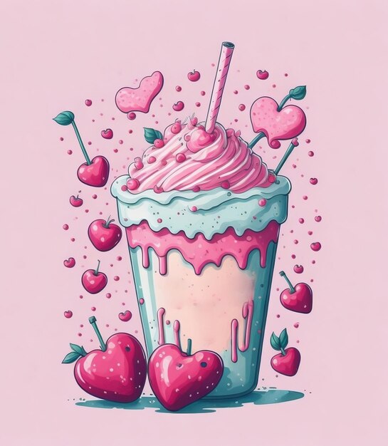 ilustração de um milkshake de morango