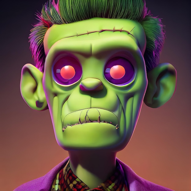 Ilustração de um monstro de Frankenstein ilustração animada de halloween de Frankenstein