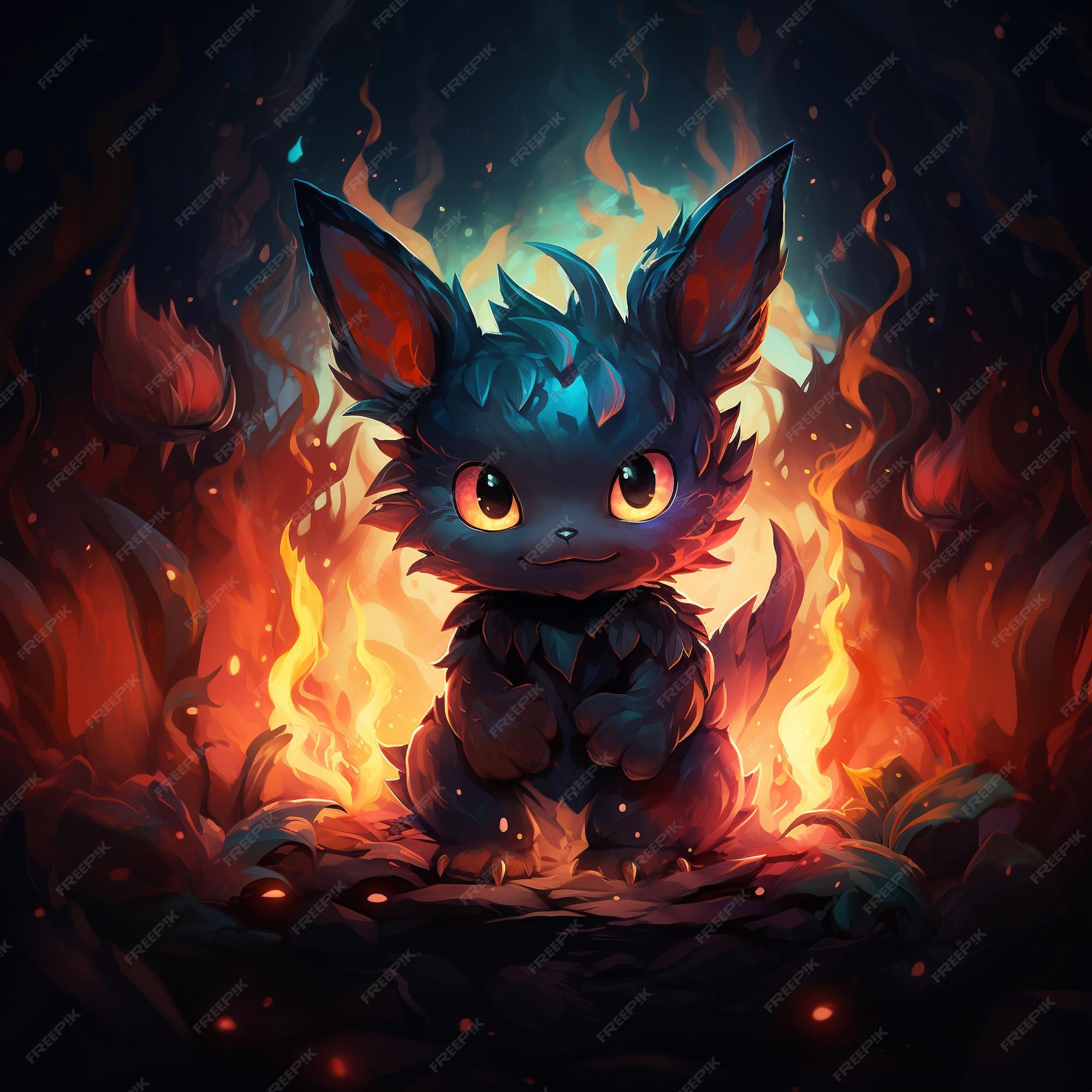 Ilustração de um monstro preto bonito estilo pikachu desenhado à