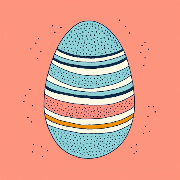 Foto ilustração de um ovo de páscoa colorido com um padrão listrado generativo ai
