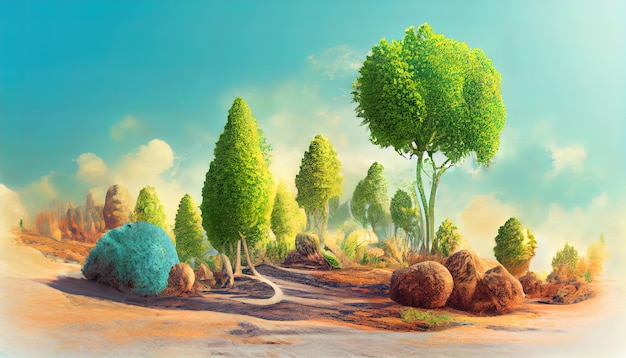 Ilustração de um pedaço de terra verde isolado