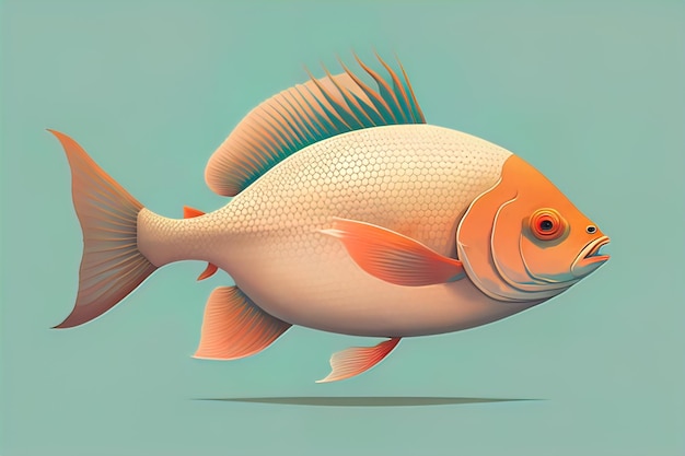 Ilustração de um peixe em um fundo azul ilustração vetorial ai generativa