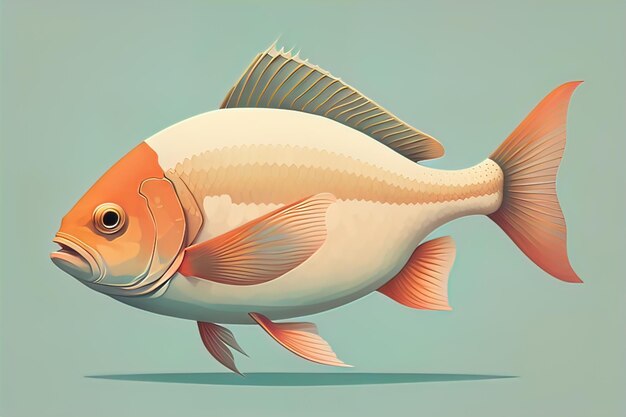 Ilustração de um peixe em um fundo azul ilustração vetorial ai generativa