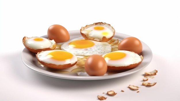 Ilustração de um pequeno-almoço com ovos com detalhes