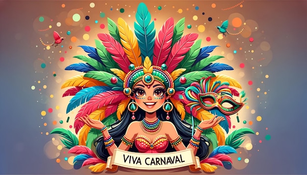 Ilustração de um personagem alegre para o carnaval de Goa