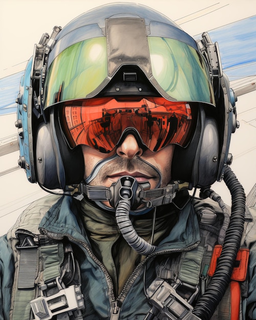 Ilustração de um piloto de avião de combate.