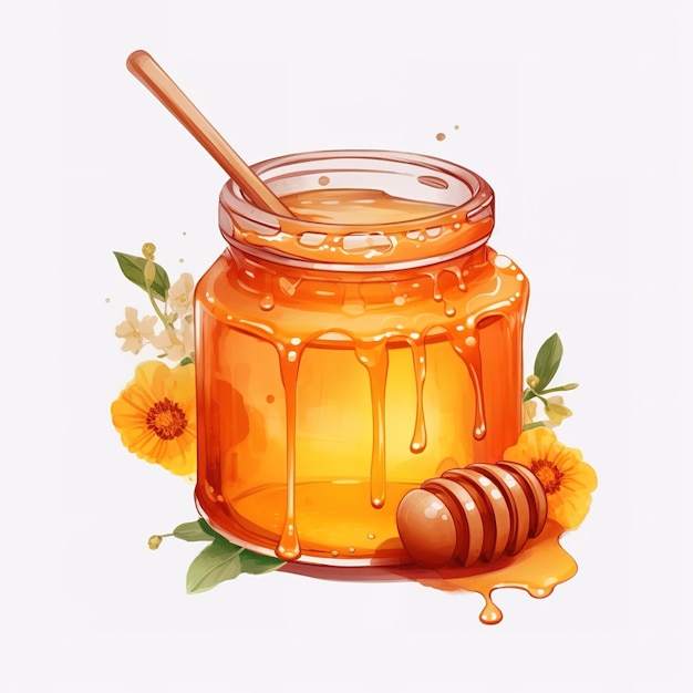 Foto ilustração de um pote de mel