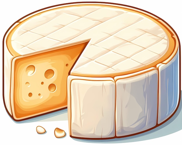 Ilustração de um queijo camembert clássico macio inteiro