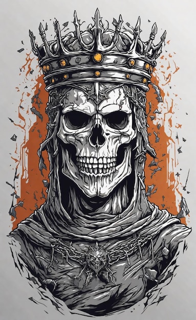 Ilustração de um rei crânio com uma coroa de ouro 12