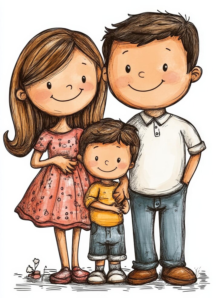 Foto ilustração de um retrato de família feliz