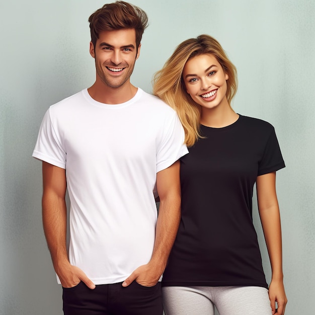 Ilustração de um retrato de moda com maquete de camiseta simples gerada por IA