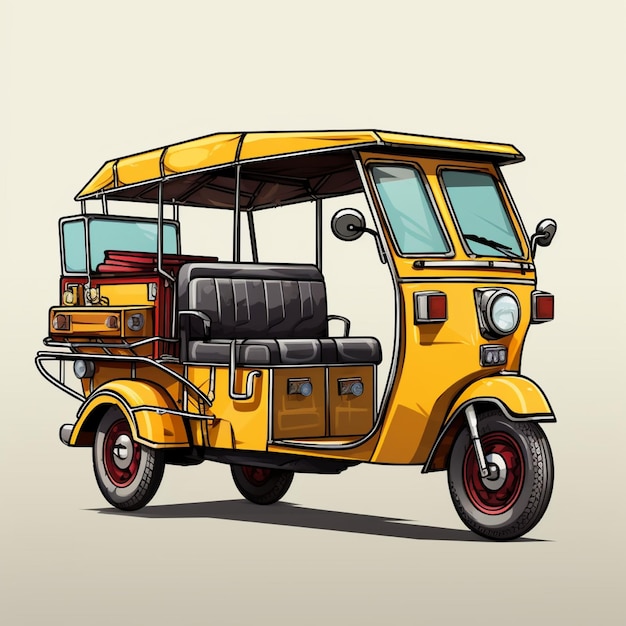 Ilustração de um rickshaw a motor em um fundo simples