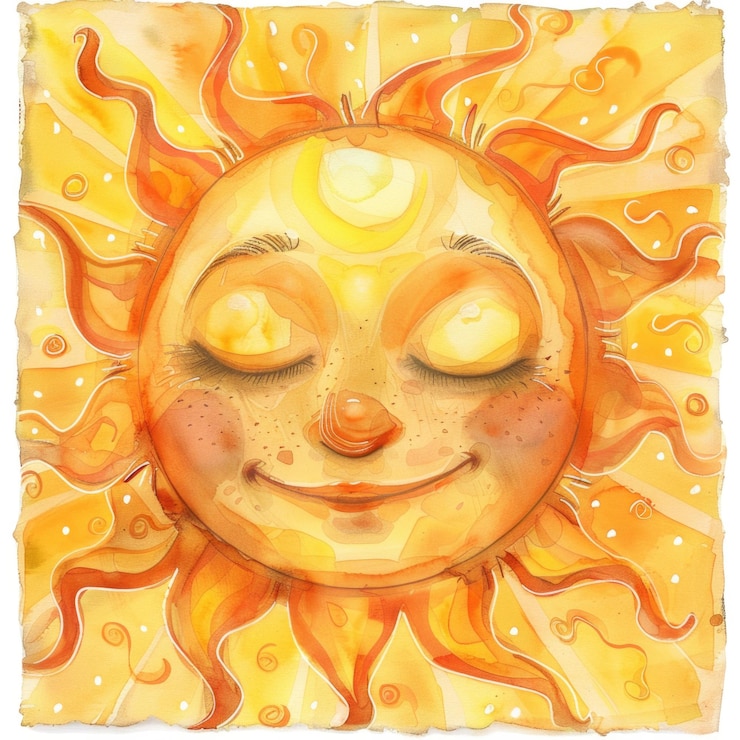 Foto ilustração de um sol em desenho de verão abstrato