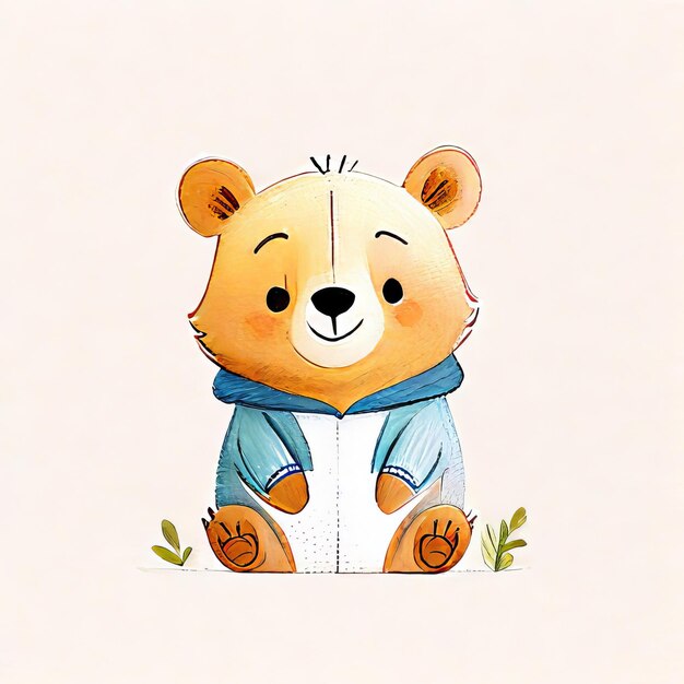 ilustração de um urso bonito vestindo roupas quentes