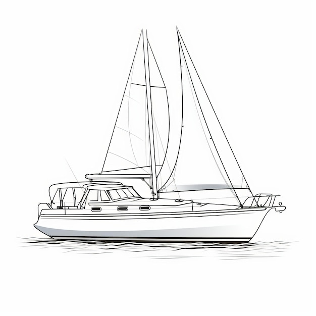 Ilustração de um veleiro limpo e afiado em fundo branco