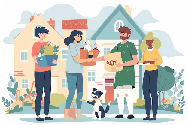 Ilustração de um vetor de cuidados comunitários