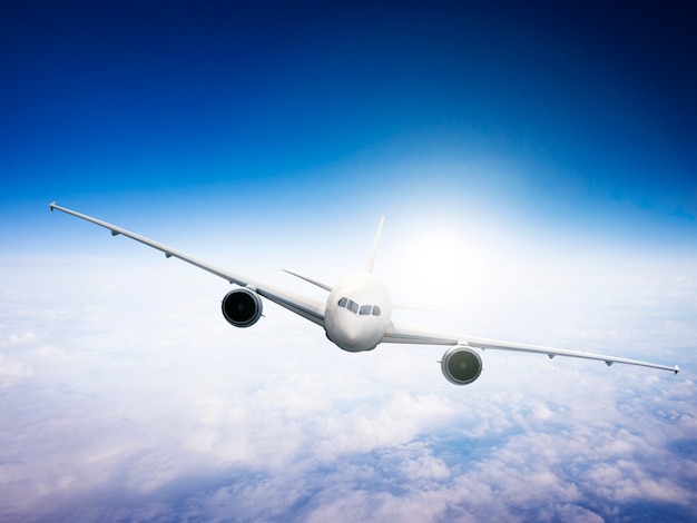 Foto ilustração, de, um, voando, avião