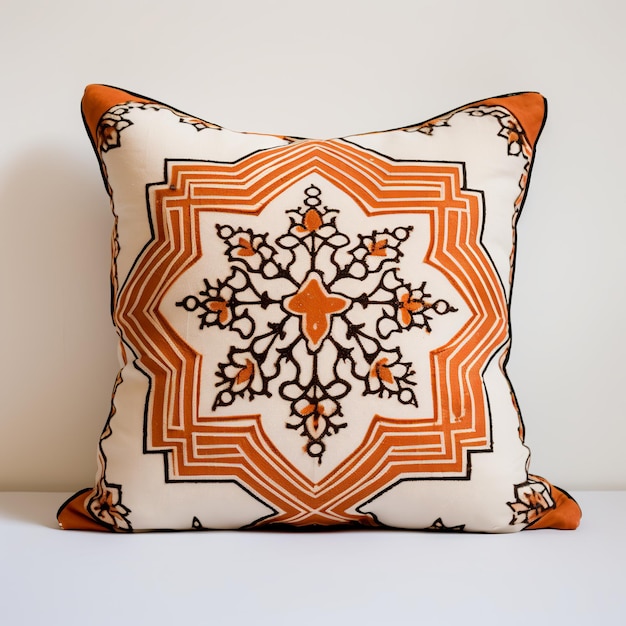 ilustração de uma almofada de design marroquino com grandes cantos de chouchou