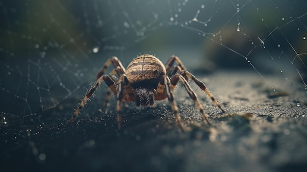 Ilustração de uma aranha na floresta