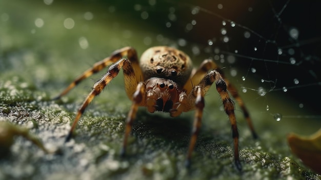 Ilustração de uma aranha na floresta