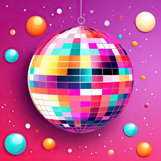 Foto ilustração de uma bola de discoteca colorida