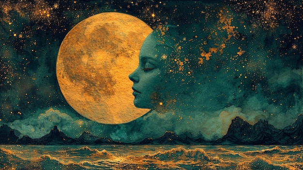 Ilustração de uma bonita pintura de lua