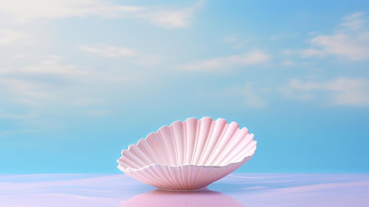Foto ilustração de uma concha de uma arca isolada com fundo branco pastel