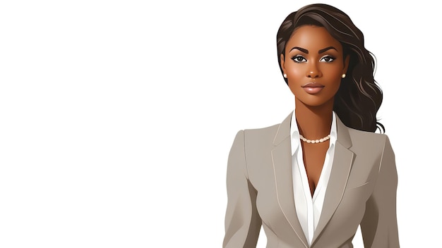 Ilustração de uma empresária afro-americana confiante com uma aparência moderna
