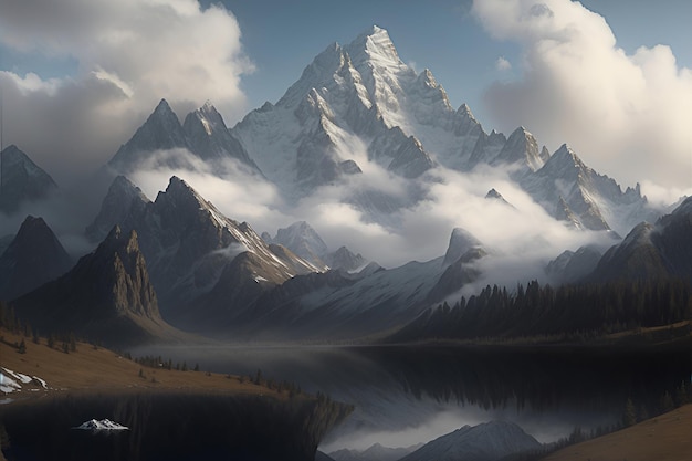 ilustração de uma espetacular paisagem montanhosa