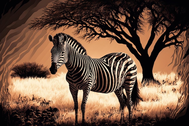 Ilustração de uma estampa de zebra