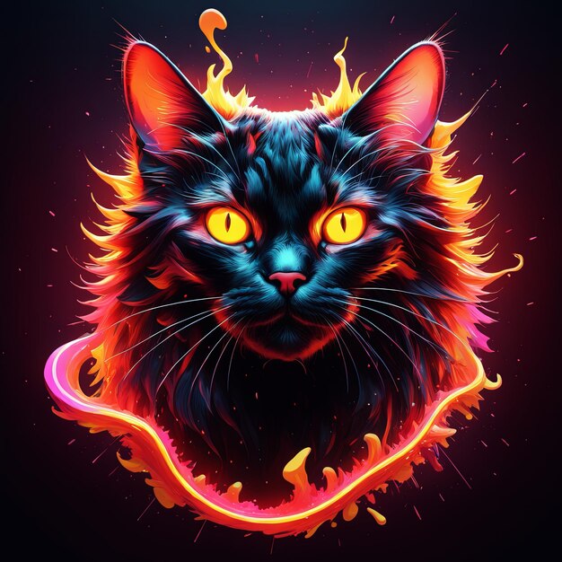 ilustração de uma explosão colorida de gato