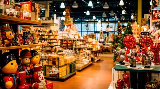 Foto ilustração de uma extravagância de compras de natal com uma variedade de itens temáticos de férias ia geradora