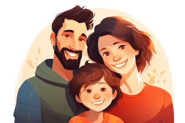 Ilustração de uma família alegre