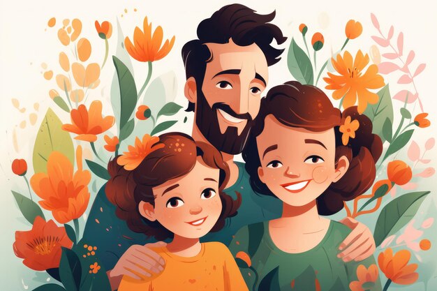 Ilustração de uma família alegre