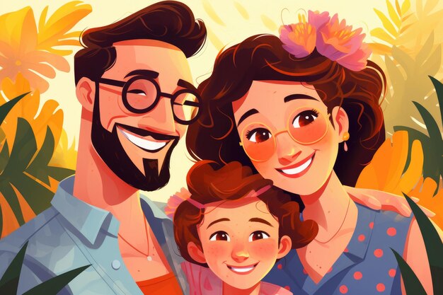 Ilustração de uma família alegre