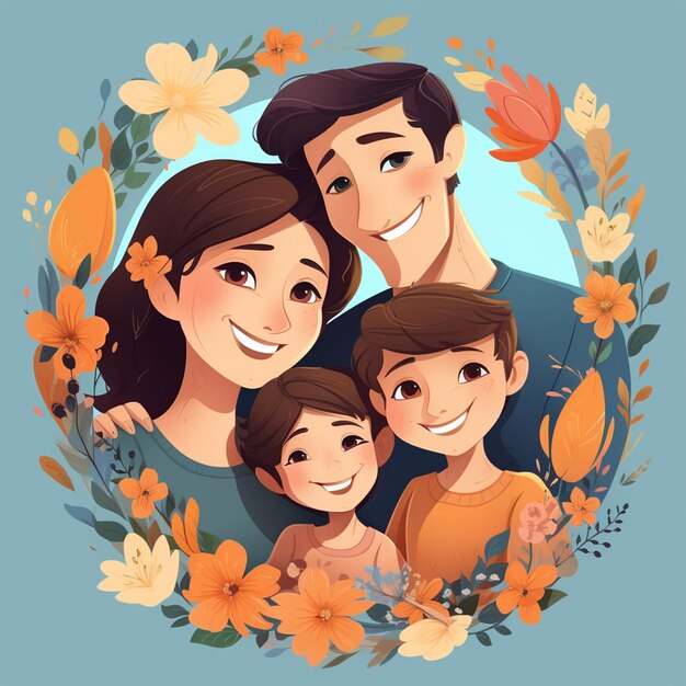 Foto ilustração de uma família feliz