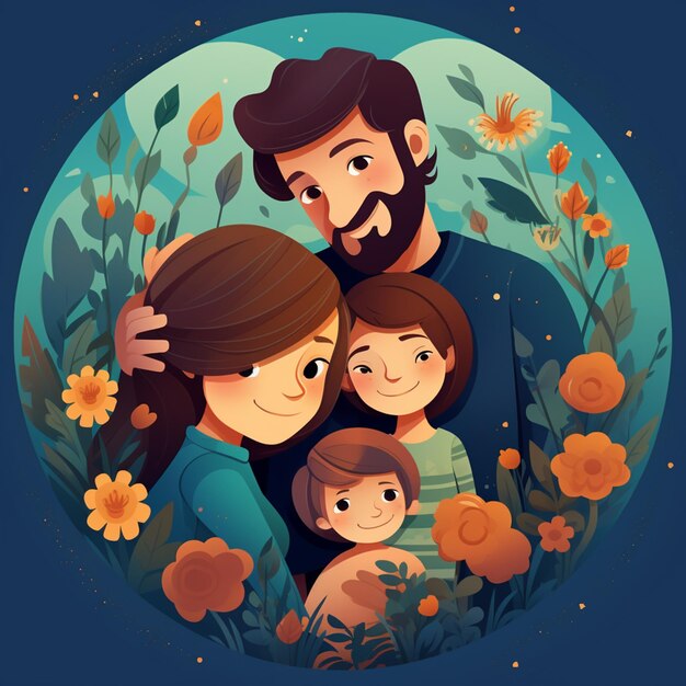 Foto ilustração de uma família feliz