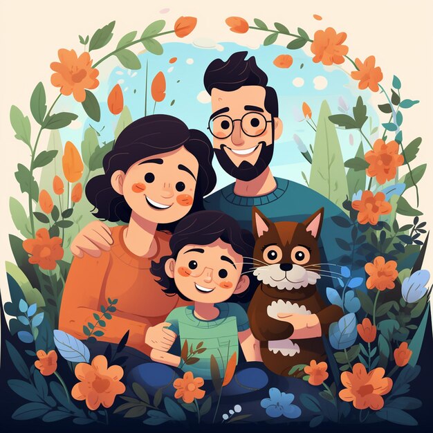 Foto ilustração de uma família feliz