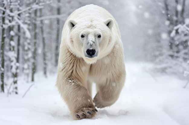 Foto ilustração de uma foto de um urso polar closeup fundo branco generative ai