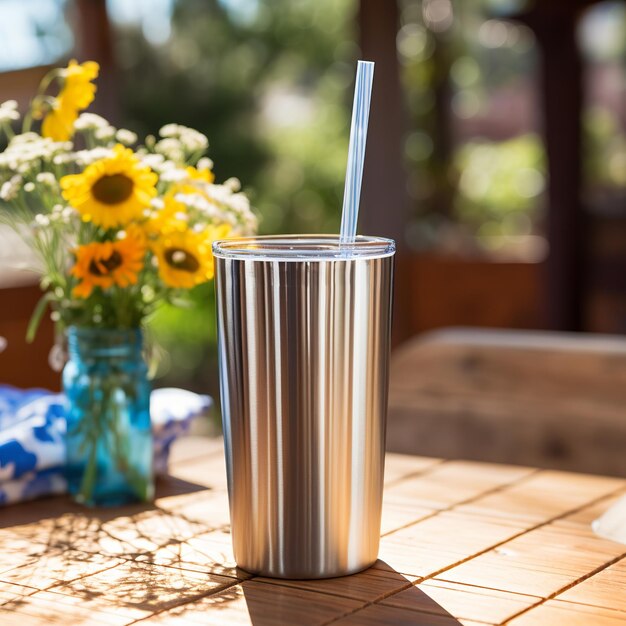 Foto ilustração de uma fotografia em close de uma caneca simples e limpa