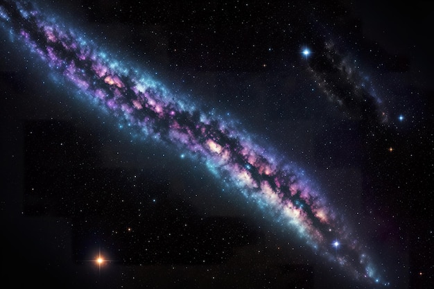 Foto ilustração de uma galáxia com estrelas e poeira espacial no universo