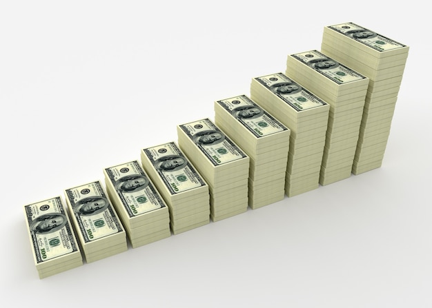 Foto ilustração de uma grande pilha de dinheiro em dólares